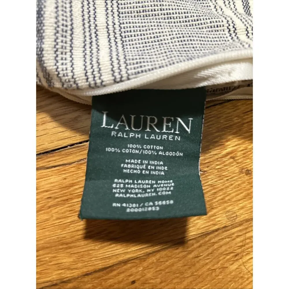 Lauren Ralph Lauren Pillow & Cotton Cover Striped 20” x 20” Waterfowl Feathers
